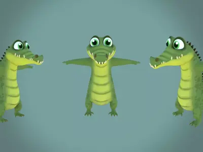 Cartoon Crocodile Character 3D Model Low-poly 3D model