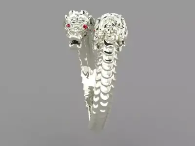 double dragon head ring 3D print model