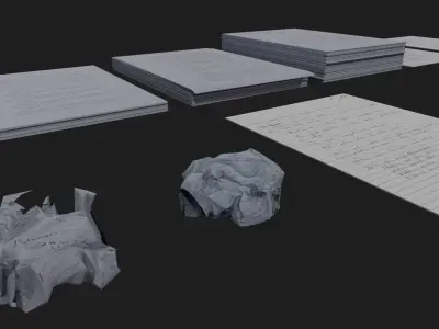Papers and Bulk Paper Free low-poly 3D model
