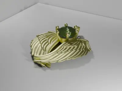 Golden Pendant with Gem Free 3D print model