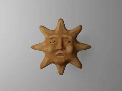 Clay Sun Indoor or Outdoor decor Free low-poly 3D model