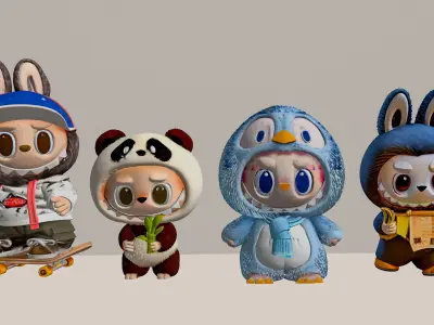 Modern toys Labu jewelry combination handmade toys 3D model