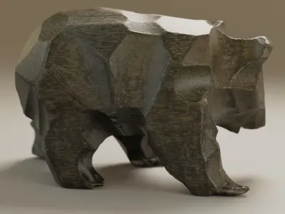 Small Woonden Bear Sculpture - 3D Scan Low-poly 3D model
