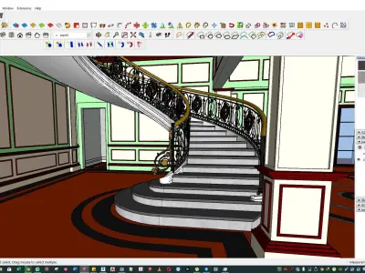 Stair case Interior design with living room 3D model