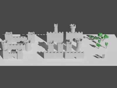 Low Poly Modular Castle Asset for Free Free low-poly 3D model