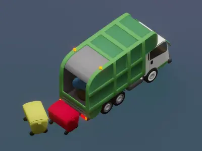 toon garbage truck Low-poly 3D model
