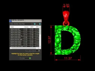 D LETTER Alphabet ROCKS PENDANT 3D print model 3D print model