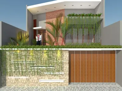 EXTERIOR INTERIOR C HOUSE 2 FLOOR Low-poly 3D model