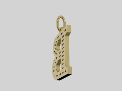 Letter pendant B with diamond  3D print model