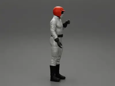 Drag Racing driver standing in a gas mask 3D print model