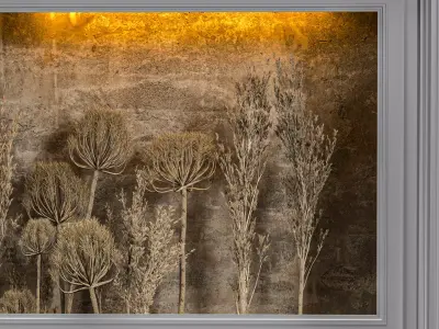 Modern Decorative Wall Panel with Dried Grass Display 3D Model 3D model