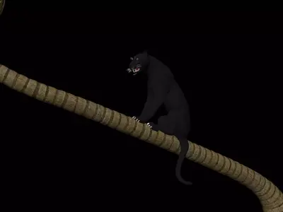 Black Panther Jumping on Plam Tree 3D model