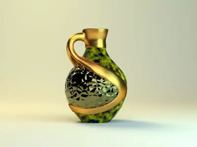 Low Poly Decorative Vase with Lamp Functionality 4k maps Low-poly 3D model