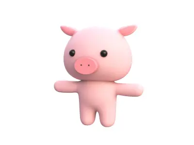 Character009 Chubby Pig Low-poly 3D model