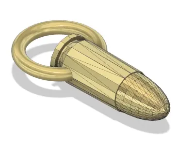 9mm bullet replica with and without keychain  Free 3D print model