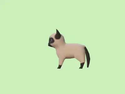 Chibi cat Scottish Fold Low-poly 3D model