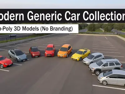 Modern Generic Car Collection High-Poly 3D Models