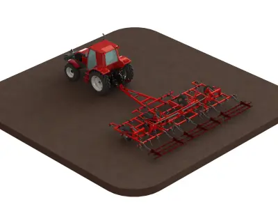 WG 0038 - Field cultivator 8m Low-poly 3D model