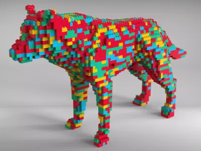 Lego Dog Sculpture - decorative art 3D model