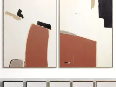 Plaster Two Photo Frame 82 Low-poly 3D model