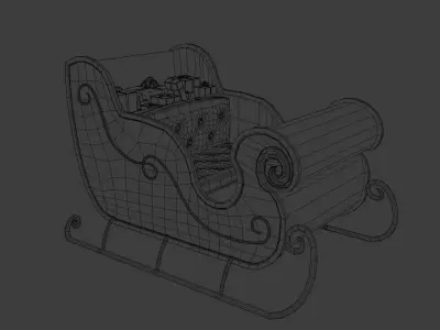 Santa sleigh Low-poly 3D model