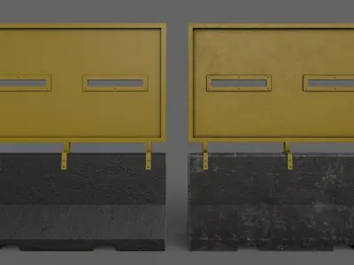 PBR Concrete Roadblock Barrier V6 Low-poly 3D model