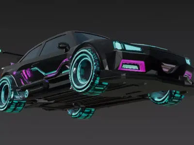 Cartoon Cyber Racing Car 3D Model Low-poly 3D model