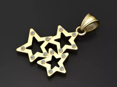 gold star pendant 3D printable model  3D print model buy