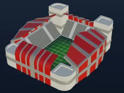 Football Stadium - Red Low-poly 3D model