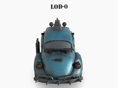 Post Apocalyptic Volkswagen Beetle Low-poly War Car Game Asset  Low-poly 3D model