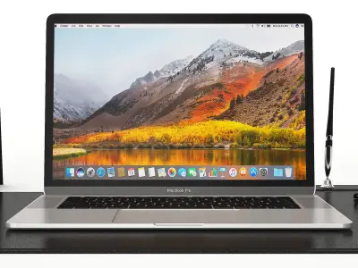 Classic Silver Workplace MacBook  3D model