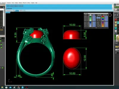 Luxury Oval Gemstone Floral Ring Jewelry 3D Model 3676 3D print model