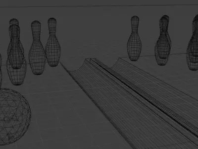 Bowling Pins Balls Lanes Sample Scene Set Low-poly 3D model