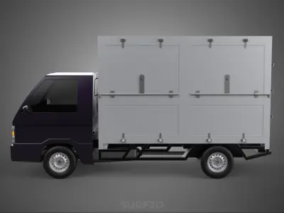 BOB TRUCK COURIER CARGO BOX CAR TRAILER PACKAGE DIESEL PICKUP 3D model