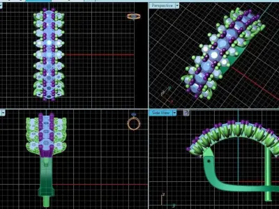 Earrings n 6 gold and sapphire 3D print model