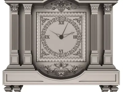 Classic Clock 09 Chrome Low-poly 3D model