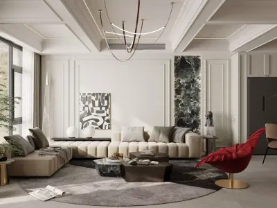 Luxury living room dining room interior scenes 26 3D model