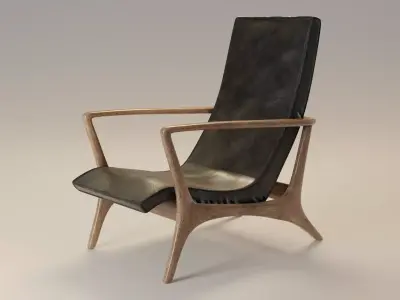 Mid-Century Armchair Low-poly 3D model