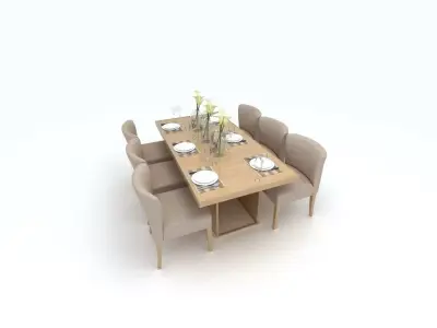 table dining with chairs 3D model