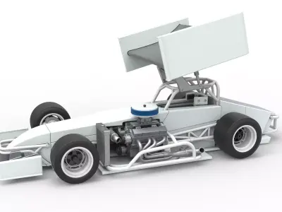 Supermodified front engine Winged race car V4 Scale 1 to 25 3D print model