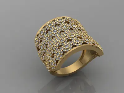 STL 3DM Print Ready Women Diamond Ring Lightweight Printable  3D print model 96