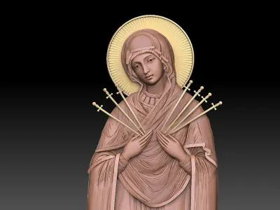 Mary of Sorrows virgin marry 7 swords 3D print model