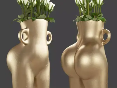 Bootyful Gold Bum Vase 3D model