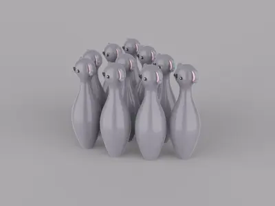 Cartoon Koala Bowling And Ball Bowling Low-poly 3D model