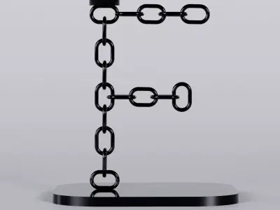  Alphabet F Chain Black Candleholder 3D Model True 4K PBR Render Low-poly 3D model