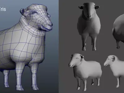 Male Female Sheep AAA Low-poly 3D model