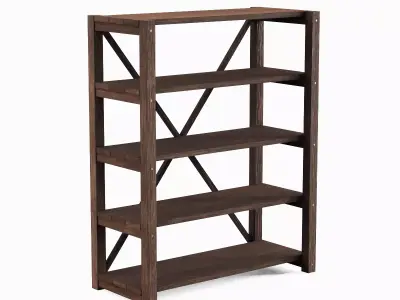 Wide Pottery Shelf B 04 Low-poly 3D model