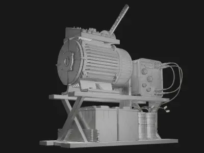 Post-apocalyptic engine Low-poly 3D model
