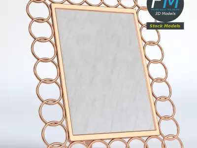 Photo picture frame with copper rings 3D model