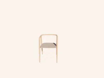 Scandinavian Dining Chair - Minimalist -  Modern - Wood - Fabric 3D model